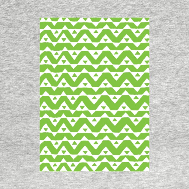 Lime Green White Hand Drawn Chevron Triangle Pattern by dreamingmind